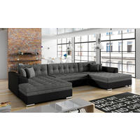 WOHNLANDSCHAFT  Webstoff Schwarz, Dunkelgrau  - Chromfarben/Dunkelgrau, Design, Kunststoff/Textil (165/359/165cm) - P & B