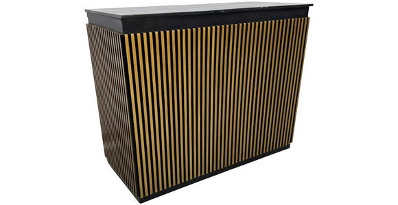 BARSCHRANK Mangoholz, Eukalyptusholz vollmassiv Schwarz, Goldfarben  - Goldfarben/Schwarz, Trend, Holz/Stein (130/109/60cm) - Ambia Home