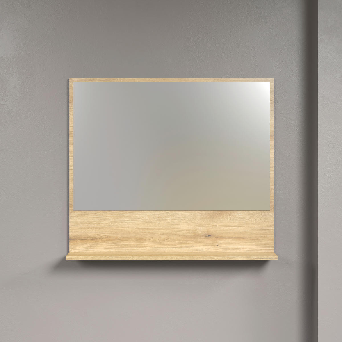 BADEZIMMERSPIEGEL 80/74/14 cm  - Eichefarben, Trend, Glas/Holzwerkstoff (80/74/14cm) - MID.YOU