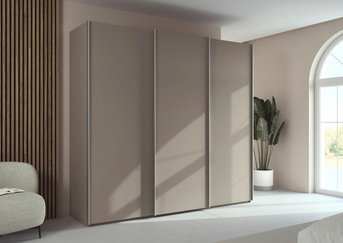 SCHWEBETÜRENSCHRANK 242/223/69 cm,  in Alufarben, Fango, 3 Tür(en)  - Fango/Alufarben, Basics, Holzwerkstoff/Metall (242/223/69cm) - Rauch Möbel