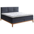 BOXSPRINGBETT 180/200 cm  in Dunkelblau  - Eichefarben/Dunkelblau, KONVENTIONELL, Holz/Textil (180/200cm) - Carryhome