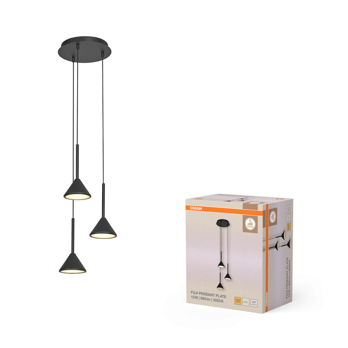 LED-HÄNGELEUCHTE 29/150 cm   - Schwarz, Basics, Metall (29/150cm) - Osram
