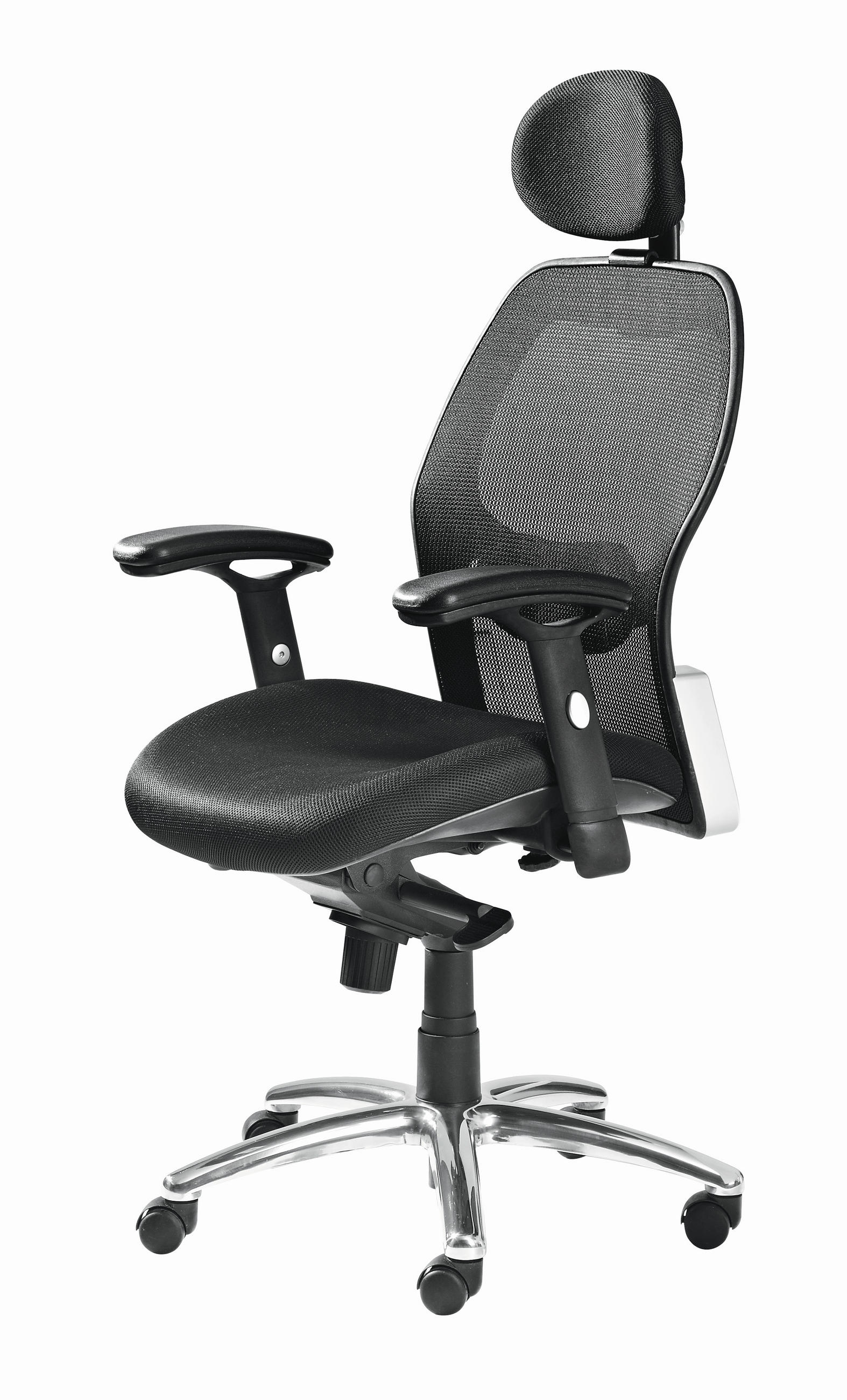 KANCELARIJSKA STOLICA  crna, boja hroma   - boja hroma/crna, Dizajnerski, metal/tekstil (64,5/118-126/65,5cm) - Xora