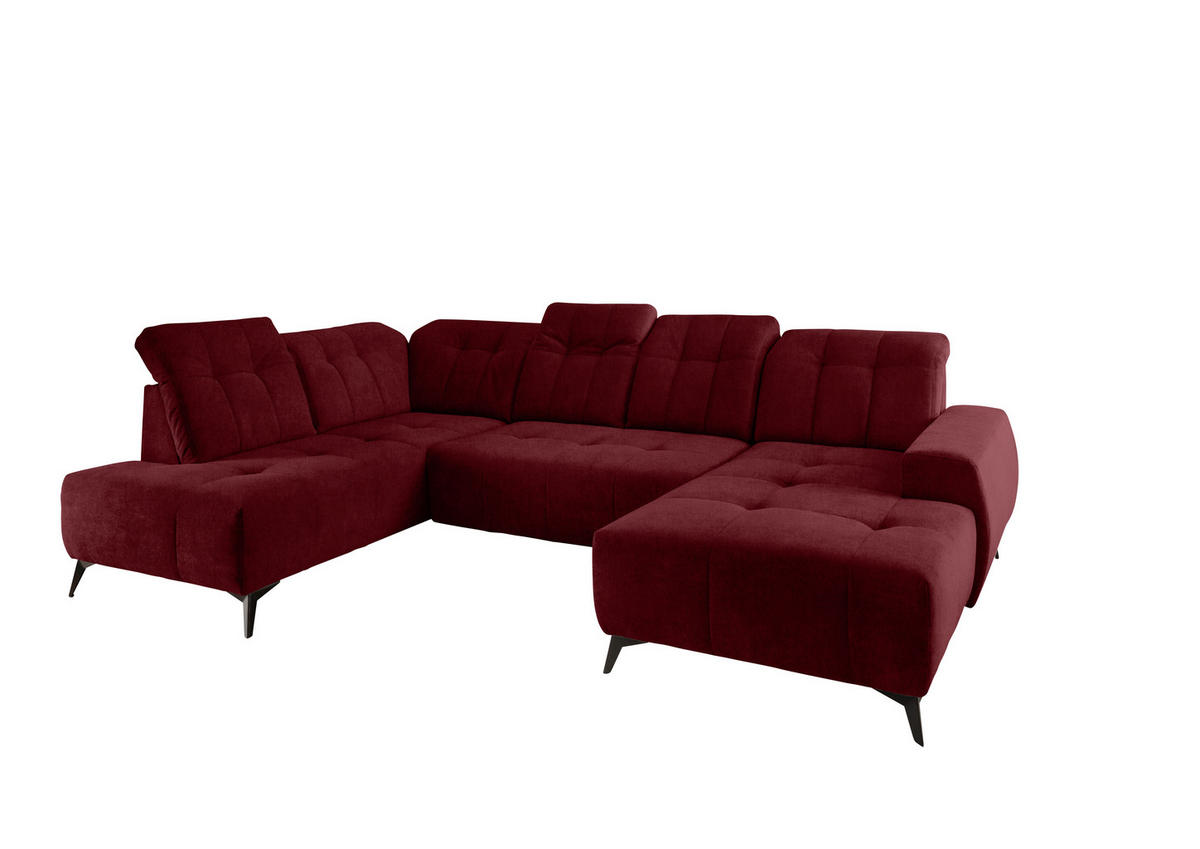 WOHNLANDSCHAFT in Mikrofaser Bordeaux  - Bordeaux/Schwarz, Modern, Textil/Metall (200/337/180cm) - Livetastic