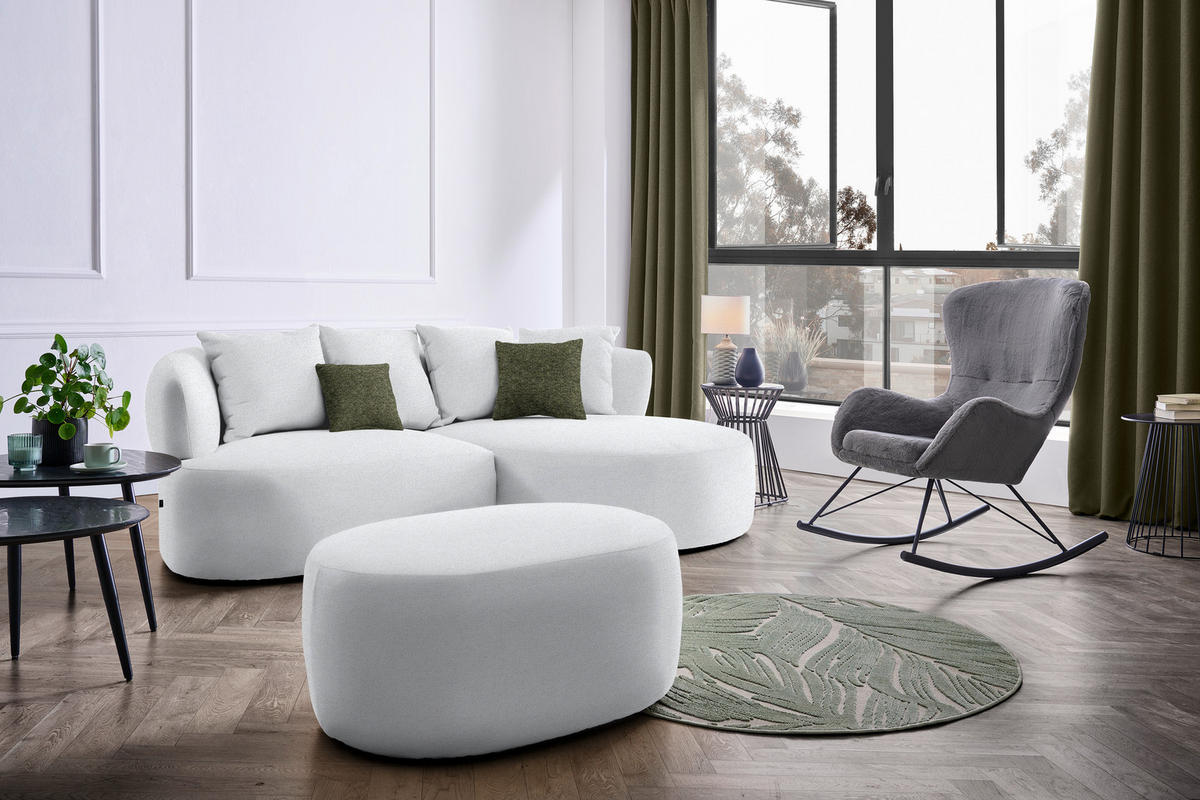 ECKSOFA in Chenille Hellgrau  235/166 cm  - Hellgrau/Schwarz, MODERN, Kunststoff/Textil (235/166cm) - Hom`in