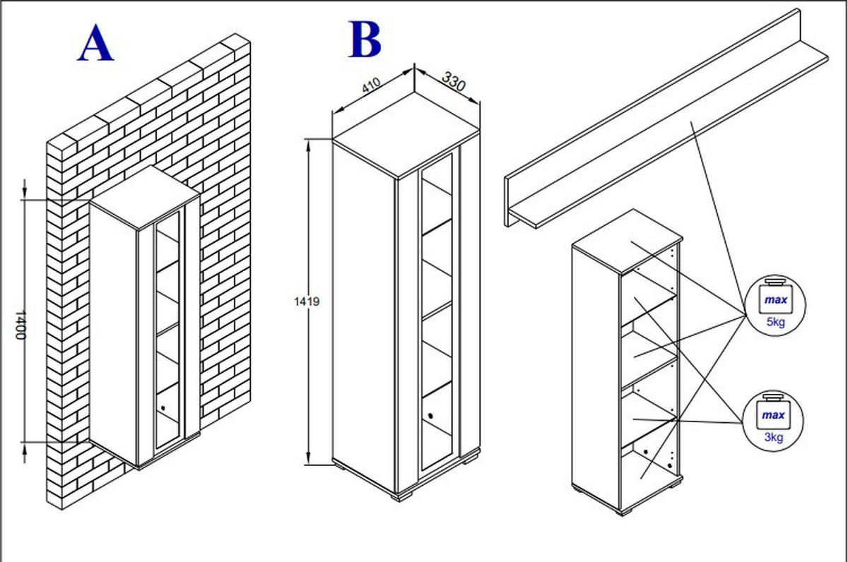 WOHNWAND Caro 4-teilig  in Eiche Wotan, Weiß Hochglanz  262/141,9/33 cm  - Weiß Hochglanz/Eiche Wotan, Trend, Glas/Holzwerkstoff (262/141,9/33cm) - P & B