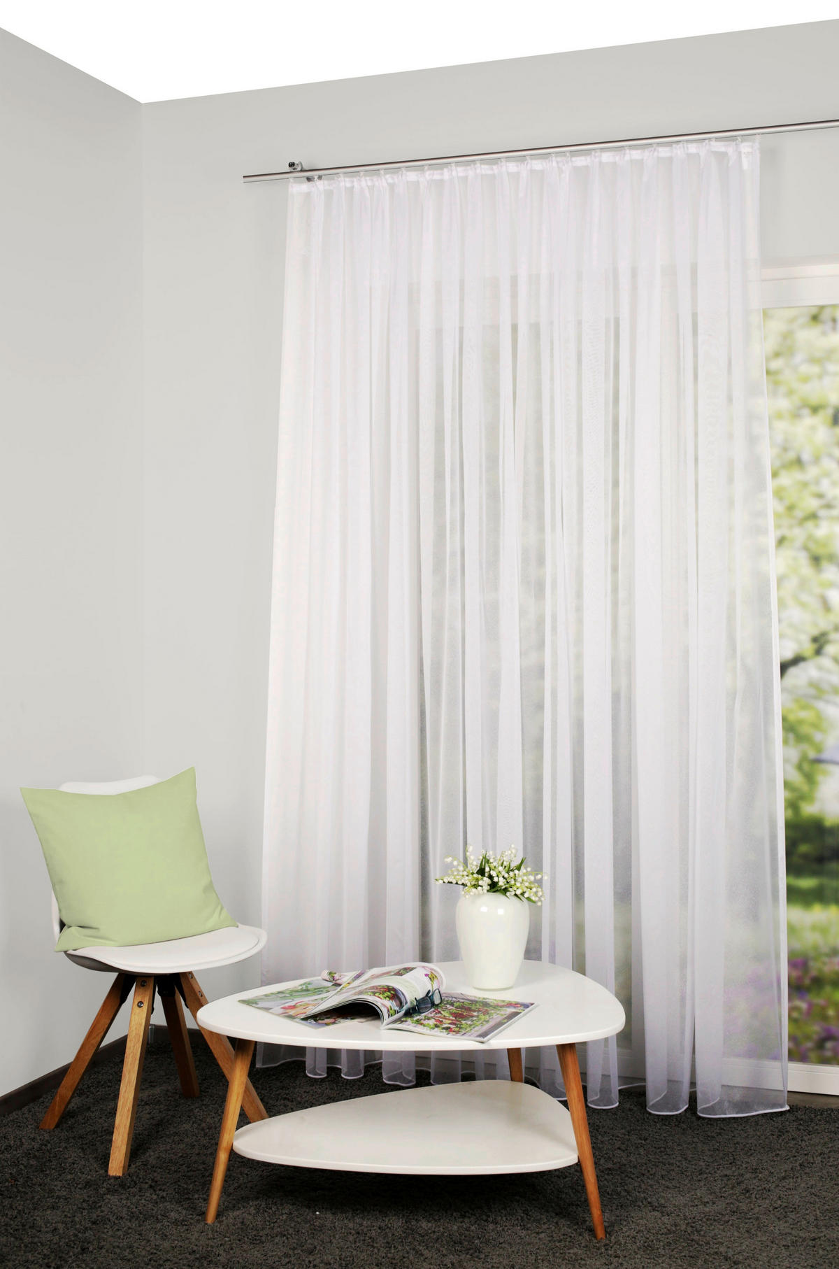 FERTIGSTORE  halbtransparent   450/225 cm  - Naturfarben, KONVENTIONELL, Textil (450/225cm)