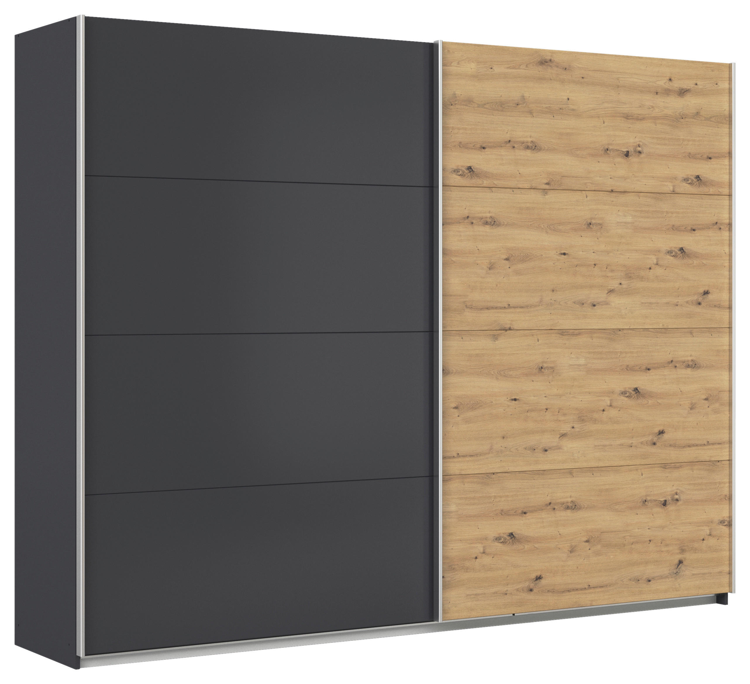 Schwebetürenschrank B: 271cm Feldkirch Grau/Eiche Dekor