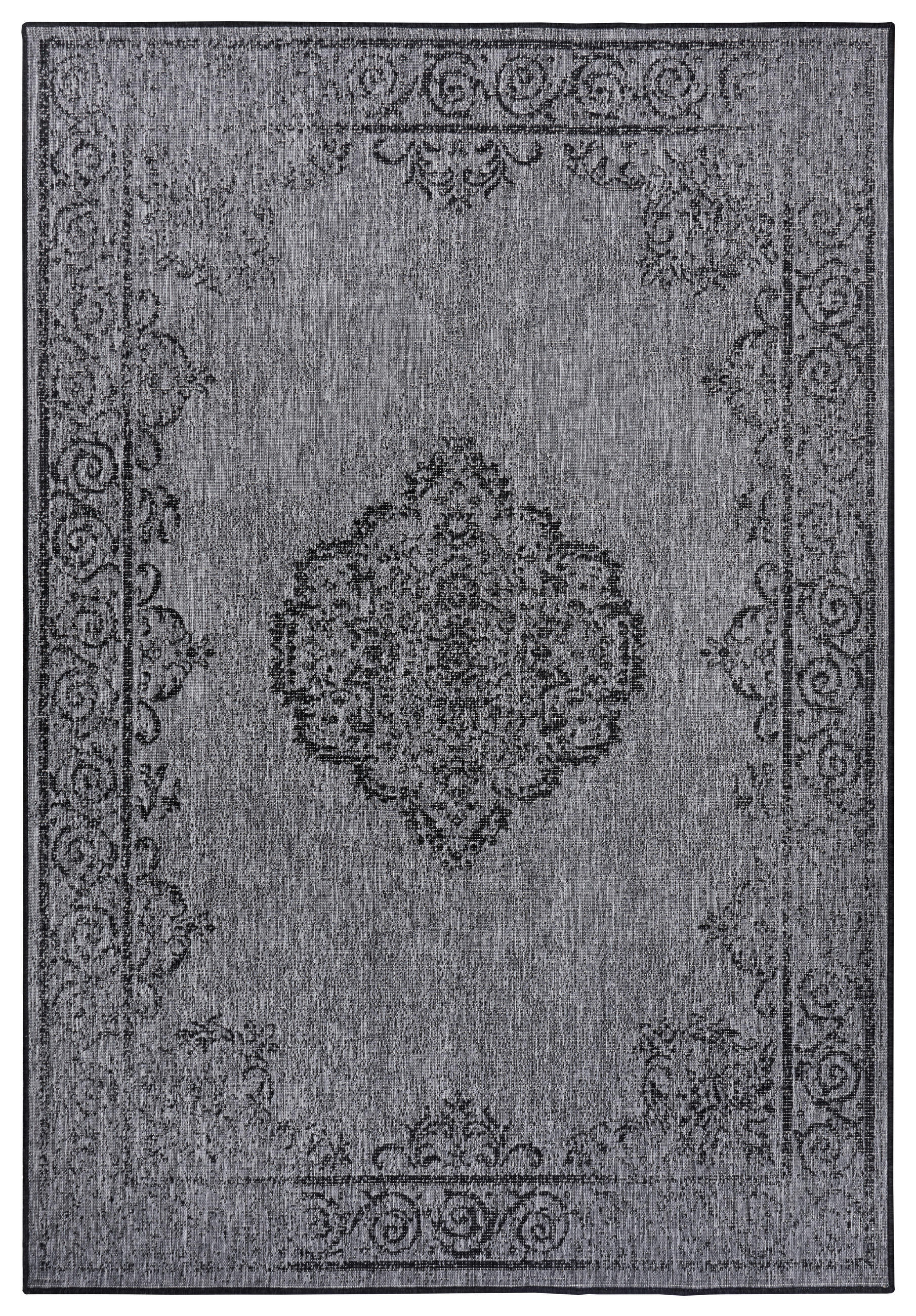 OUTDOORTEPPICH 80/150 cm Twin Supreme Grau, Schwarz  - Schwarz/Grau, Design, Kunststoff (80/150cm)