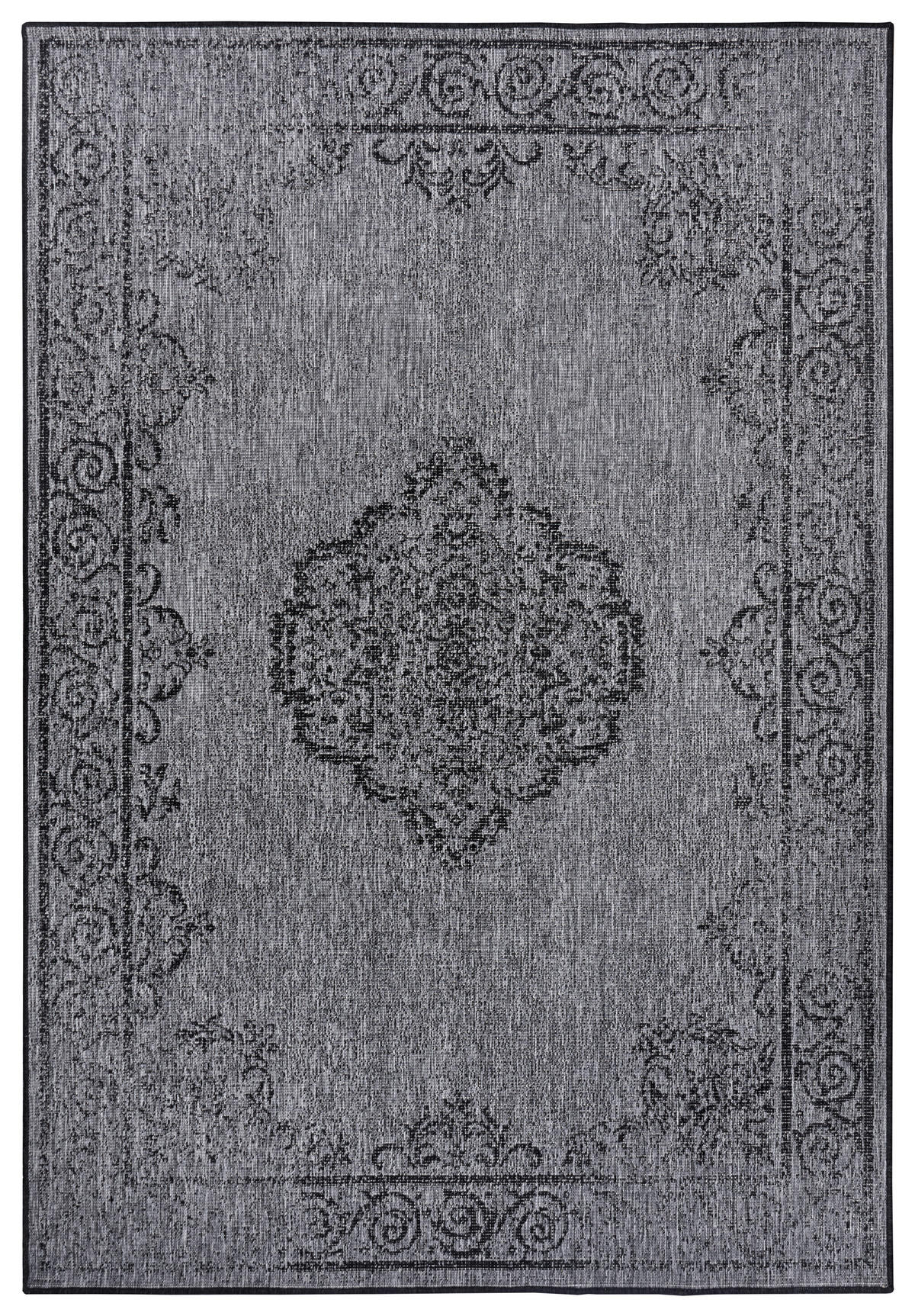 OUTDOORTEPPICH 80/150 cm Twin Supreme Grau, Schwarz  - Schwarz/Grau, Design, Kunststoff (80/150cm)