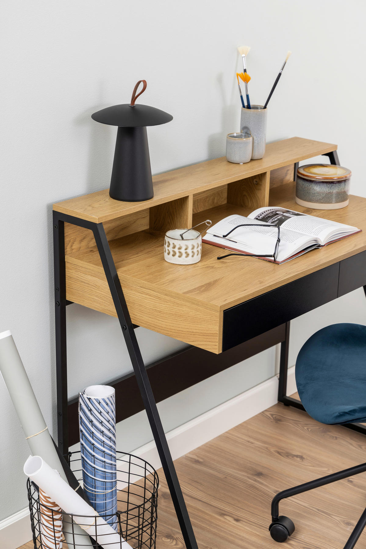 SEKRETÄR 50/100/88 cm  - Wildeiche/Schwarz, Trend, Holzwerkstoff/Metall (50/100/88cm) - MID.YOU