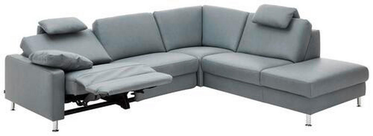ECKSOFA in Echtleder Grau  - Alufarben/Grau, Design, Leder/Metall (275/242cm) - Dieter Knoll