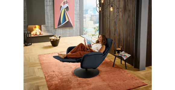 RELAXSESSEL in Leder Dunkelblau  - Schwarz/Dunkelblau, Design, Leder/Metall (76/108/86cm) - Dieter Knoll