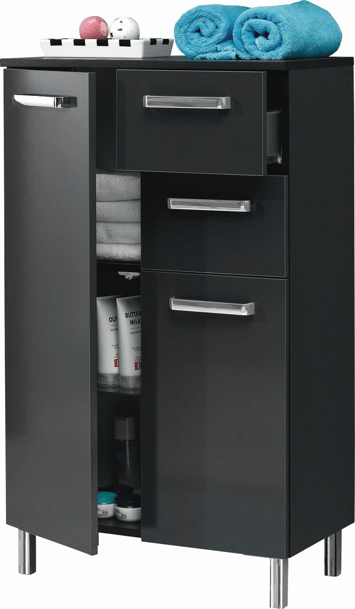 MIDISCHRANK 60/100,5/33 cm  - Chromfarben/Anthrazit, KONVENTIONELL, Holzwerkstoff/Metall (60/100,5/33cm) - Carryhome