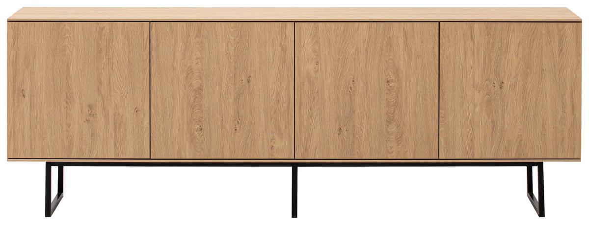 LOWBOARD  in 200/70/40 cm  - Eichefarben/Schwarz, Design, Holzwerkstoff/Metall (200/70/40cm) - Modante