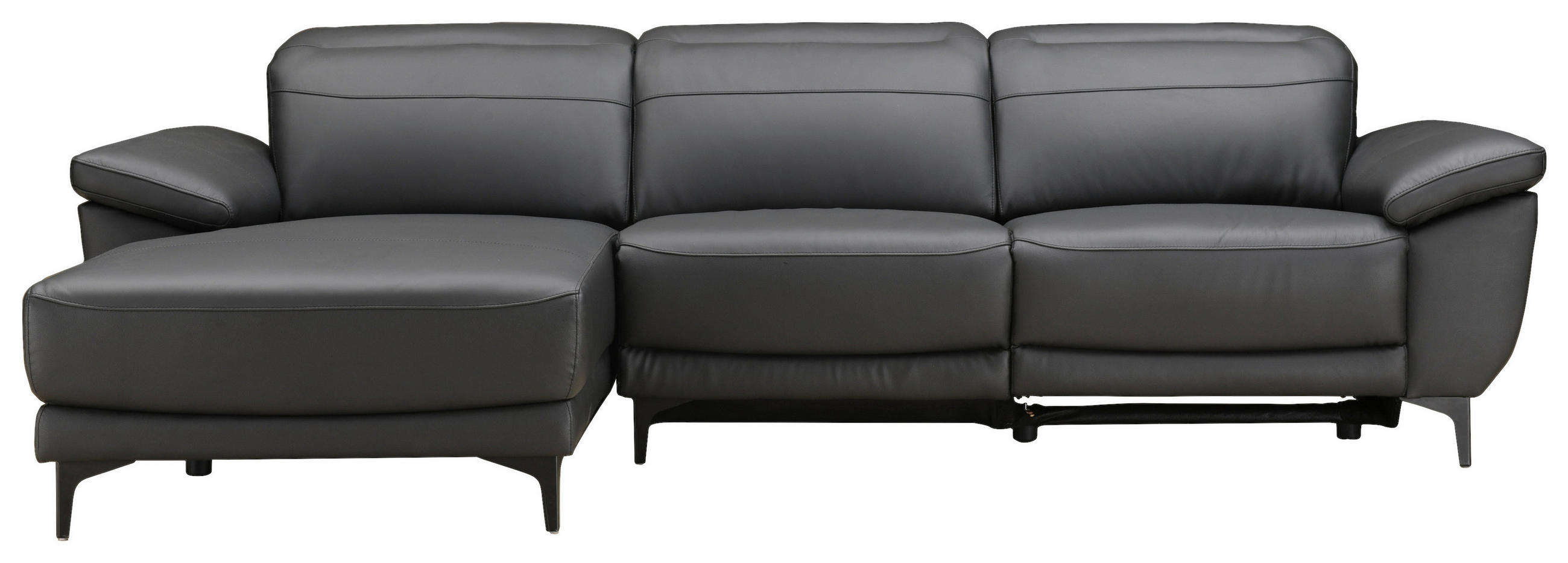 ECKSOFA inkl. Funktionen Schwarz Echtleder, Kombination Echtleder/Lederlook Lederlook  - Schwarz, Design, Leder/Kunststoff (164/269cm) - Xora