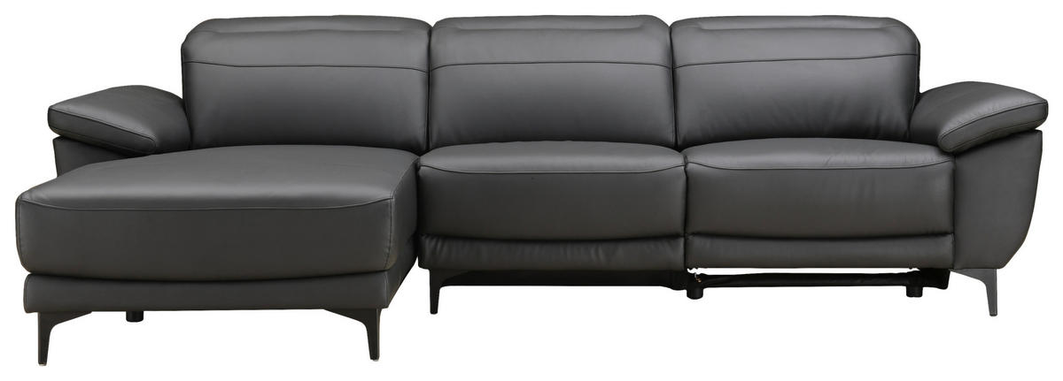 Freisteller von Xora ECKSOFA inkl. Funktionen Schwarz Echtleder, Kombination Echtleder/Lederlook Lederlook.