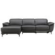 ECKSOFA in Lederlook Echtleder, Kombination Echtleder/Lederlook Schwarz  - Schwarz, Design, Leder/Kunststoff (164/269cm) - Xora