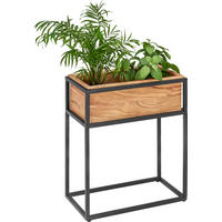 TRUHLÍK NA KVETY drevo, kov, 45/25/53 cm - čierna/farba akácie, Lifestyle, kov/drevo (45/25/53cm) - Landscape