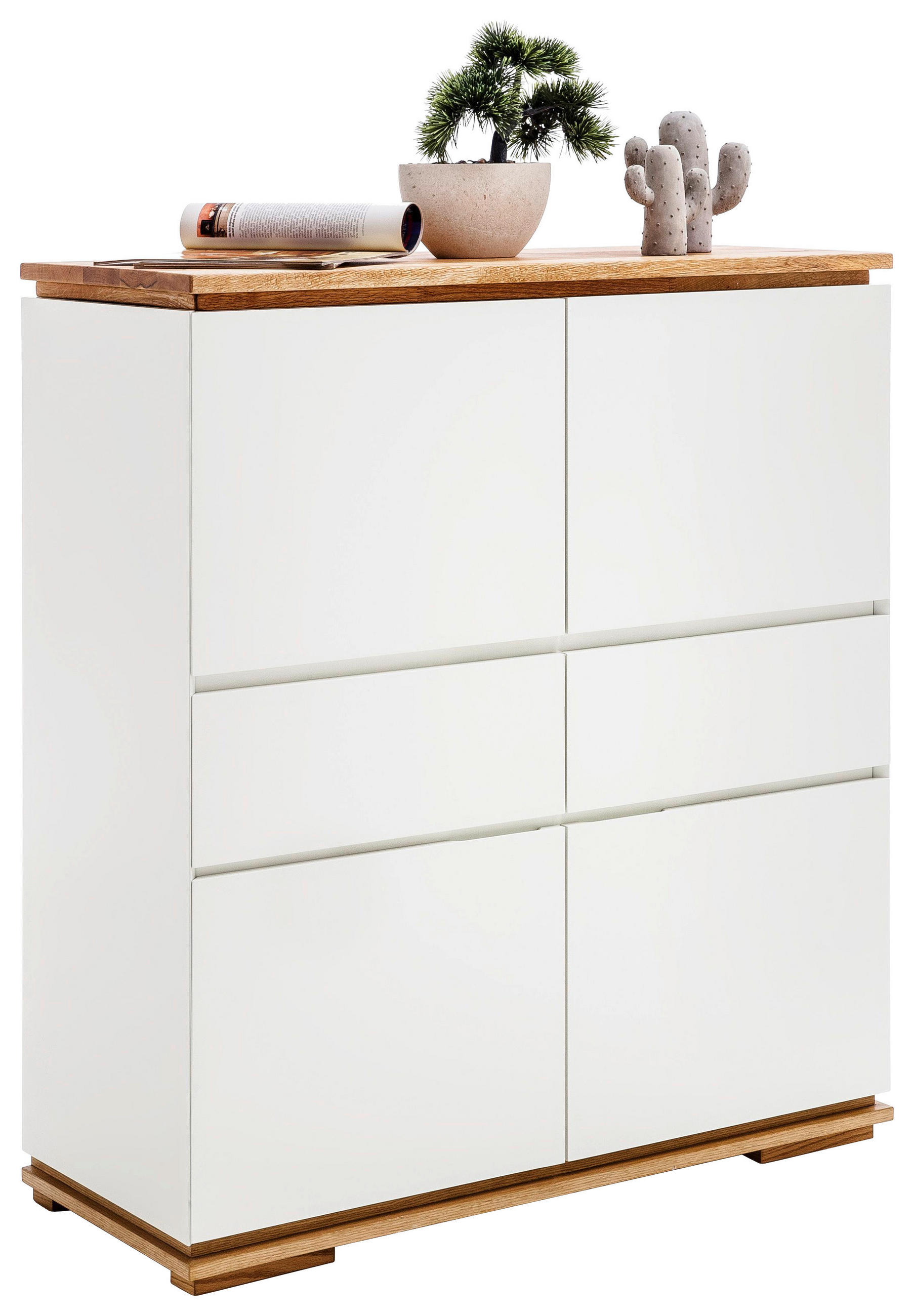 HIGHBOARD Chiaro, 102/115/40 cm, 2 Schublade(n)  - Eichefarben/Weiß, Design, Holz/Holzwerkstoff (102/115/40cm)