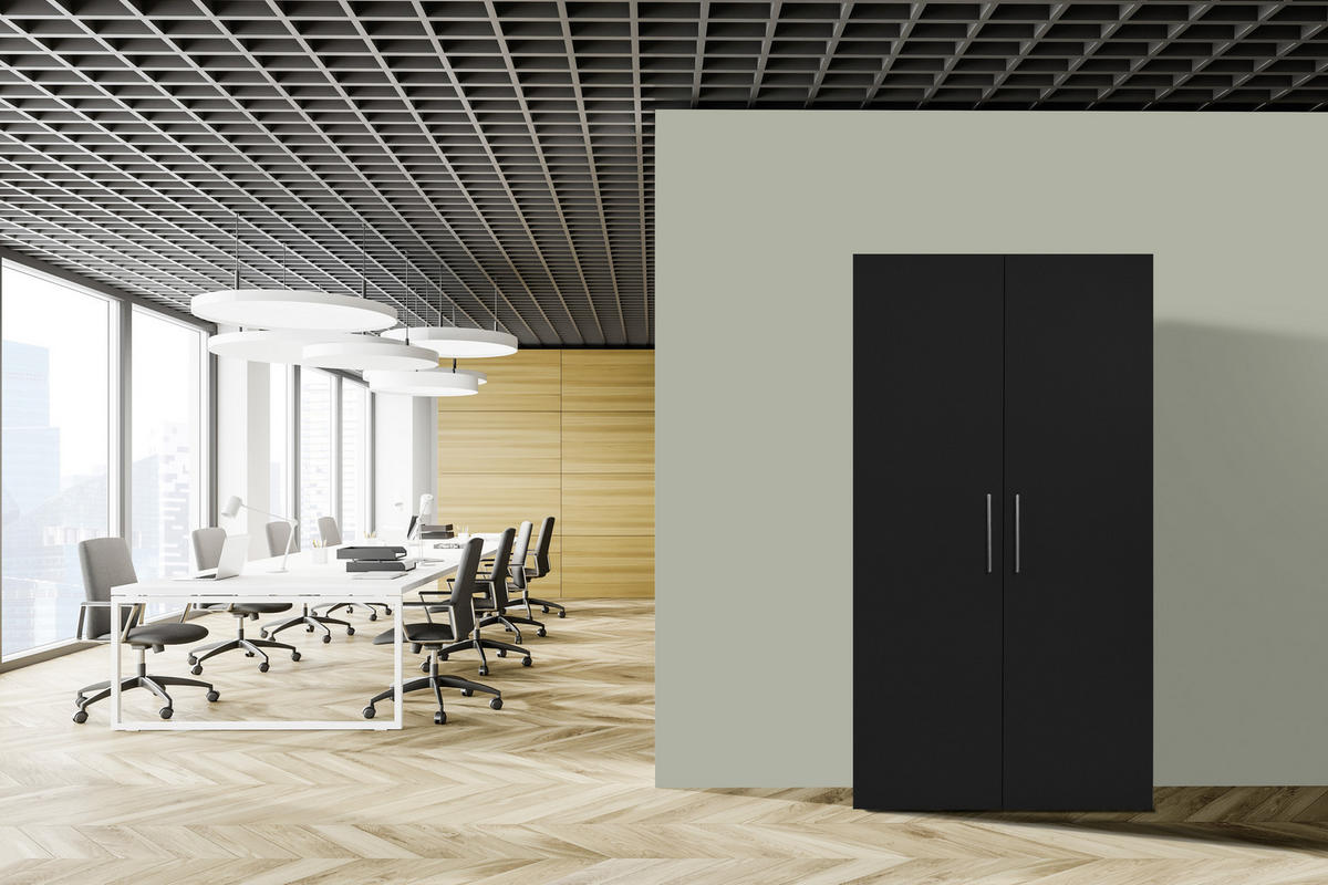 SCHRANKKÜCHE  104/193/67 cm  in Schwarz  - Edelstahlfarben/Schwarz, MODERN, Holzwerkstoff/Metall (104/193/67cm) - Respekta