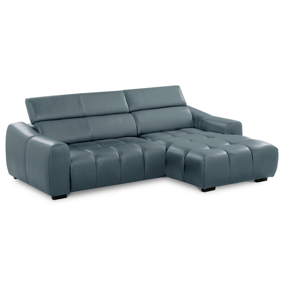 ECKSOFA  Echtleder Dunkelblau  - Schwarz/Dunkelblau, Design, Leder/Kunststoff (274/177cm) - Livetastic
