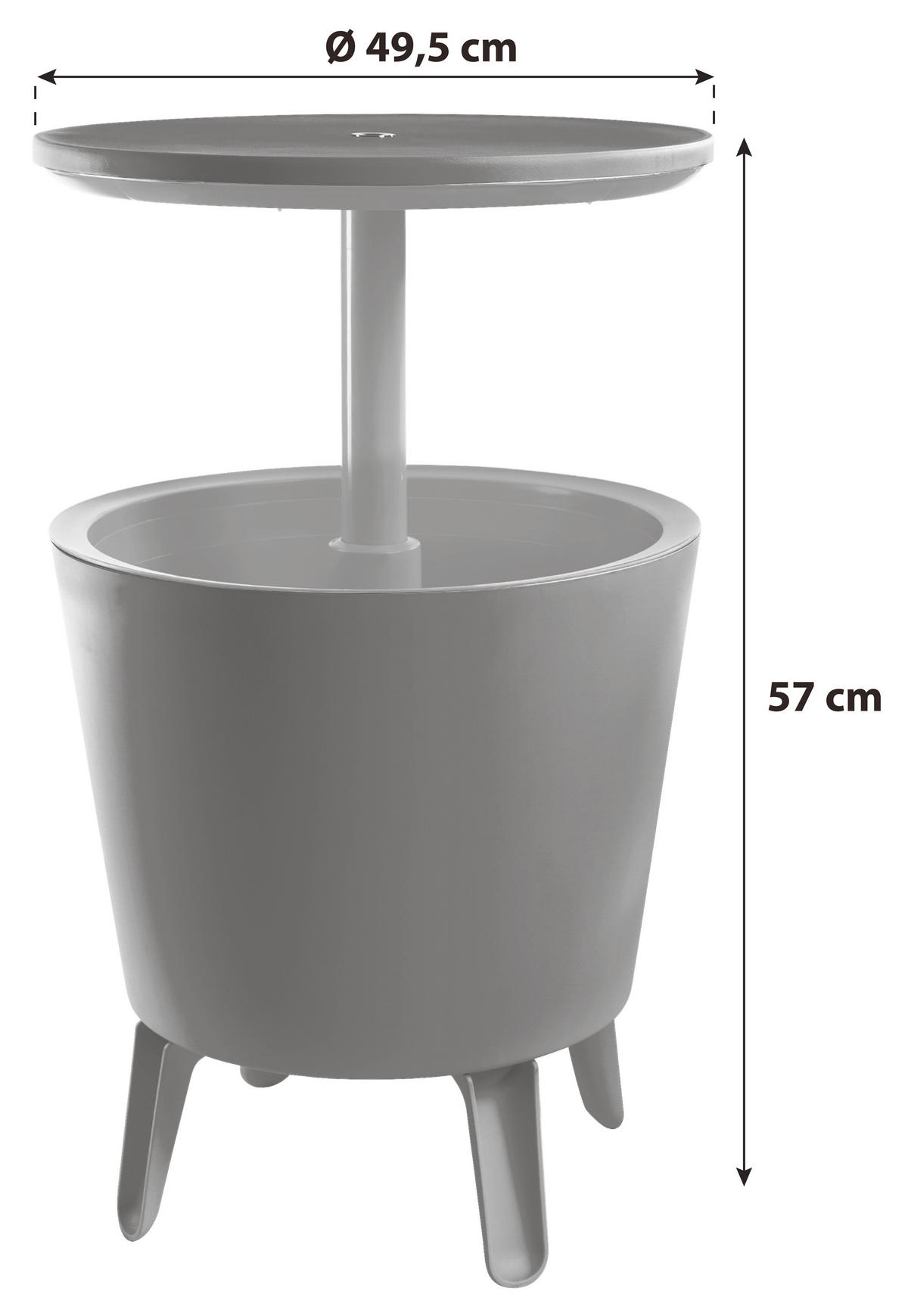 GARTEN-BARTISCH Kunststoff rund  - Anthrazit/Grün, Basics, Kunststoff (49,5/57/49,5cm) - Ambia Garden