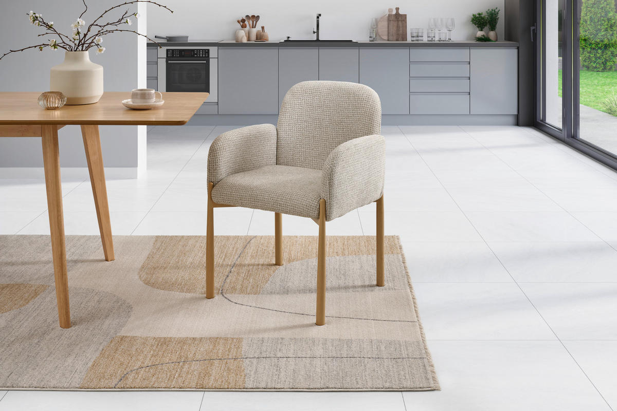 ARMLEHNSTUHL   Chenille  Taupe, Eichefarben  - Taupe/Eichefarben, Modern, Textil/Metall (58/82,5/60cm) - MID.YOU