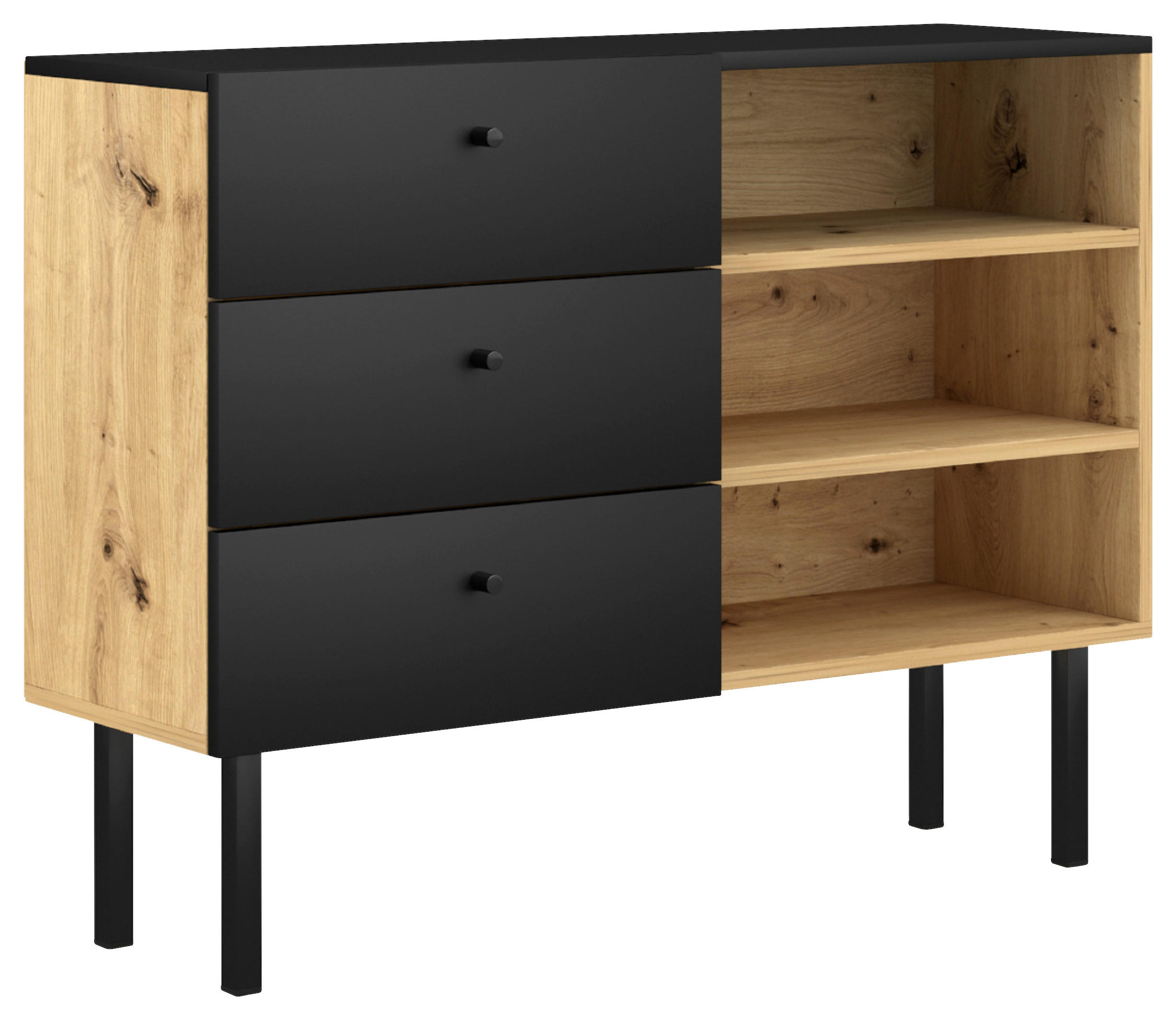 SIDEBOARD  in 100/75/41,6 cm  - Schwarz/Eiche Artisan, Design, Holzwerkstoff/Kunststoff (100/75/41,6cm) - MID.YOU