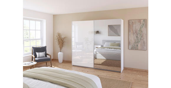 SCHWEBETÜRENSCHRANK  in Weiß  - Alufarben/Weiß, KONVENTIONELL, Glas/Holzwerkstoff (225/229/62cm) - Xora