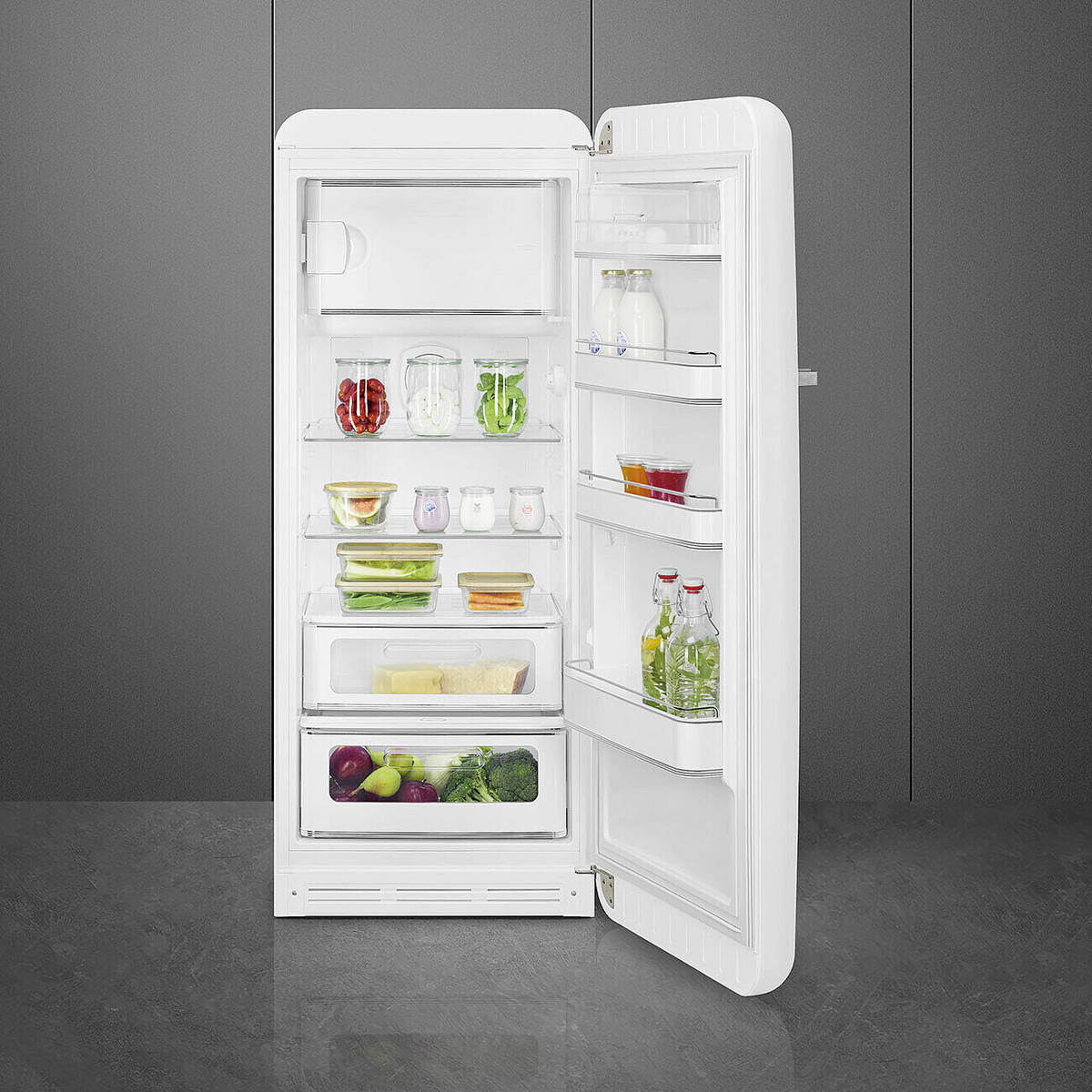 KÜHL-GEFRIER-KOMBINATION FAB28RWH6  - Weiss Hochglanz, Trend, Metall (60.1/153/76.8cm) - SMEG