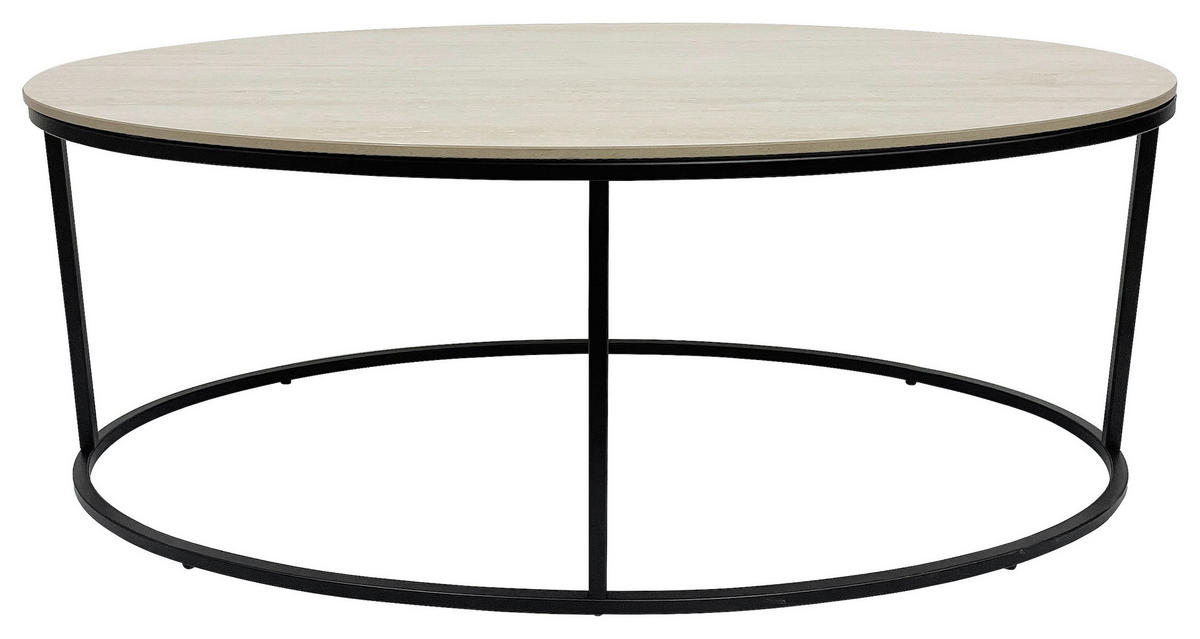 COUCHTISCH 110/60/42 cm oval Creme, Schwarz  - Creme/Schwarz, Design, Keramik/Metall (110/60/42cm) - Xora