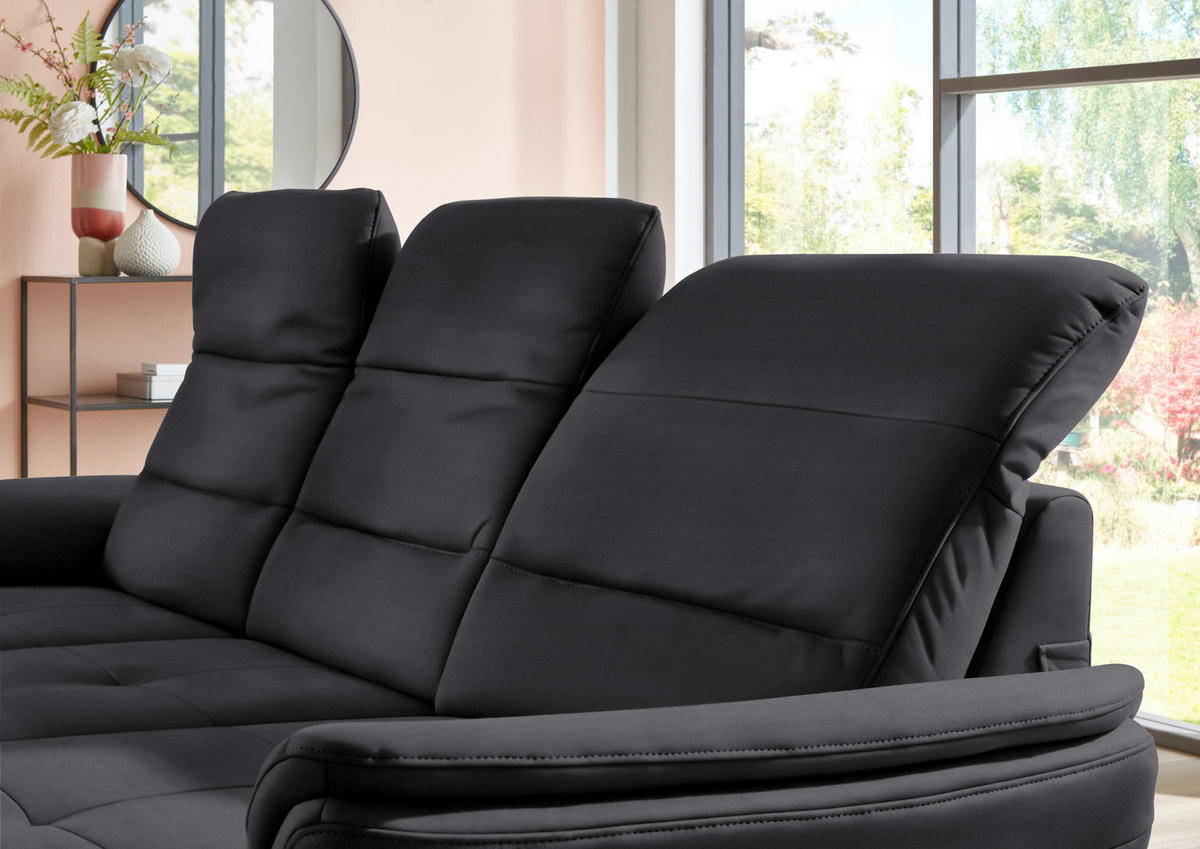 ECKSOFA in Flachgewebe Anthrazit  - Anthrazit/Schwarz, Konventionell, Textil/Metall (260/181cm) - Beldomo Speed