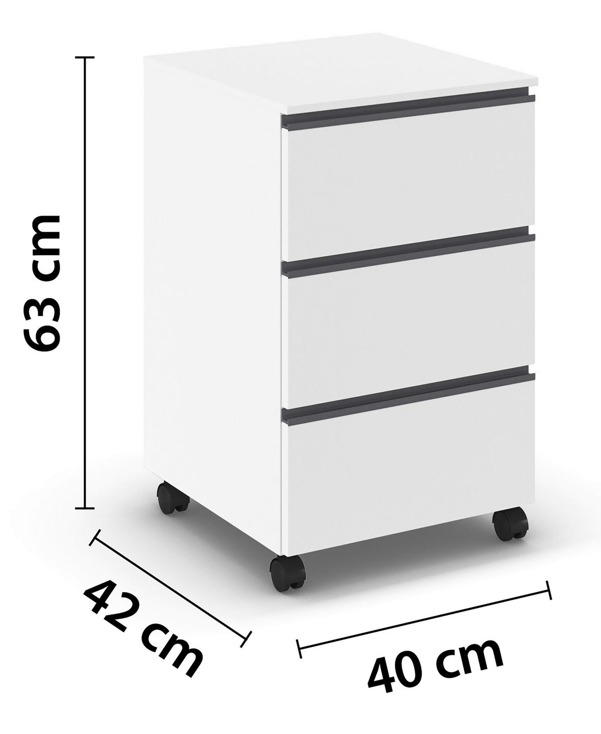 PREDALNIK NA KOLESCIH  bela  - siva/bela, Trend, umetna masa/leseni material (40/65/42cm) - Xora