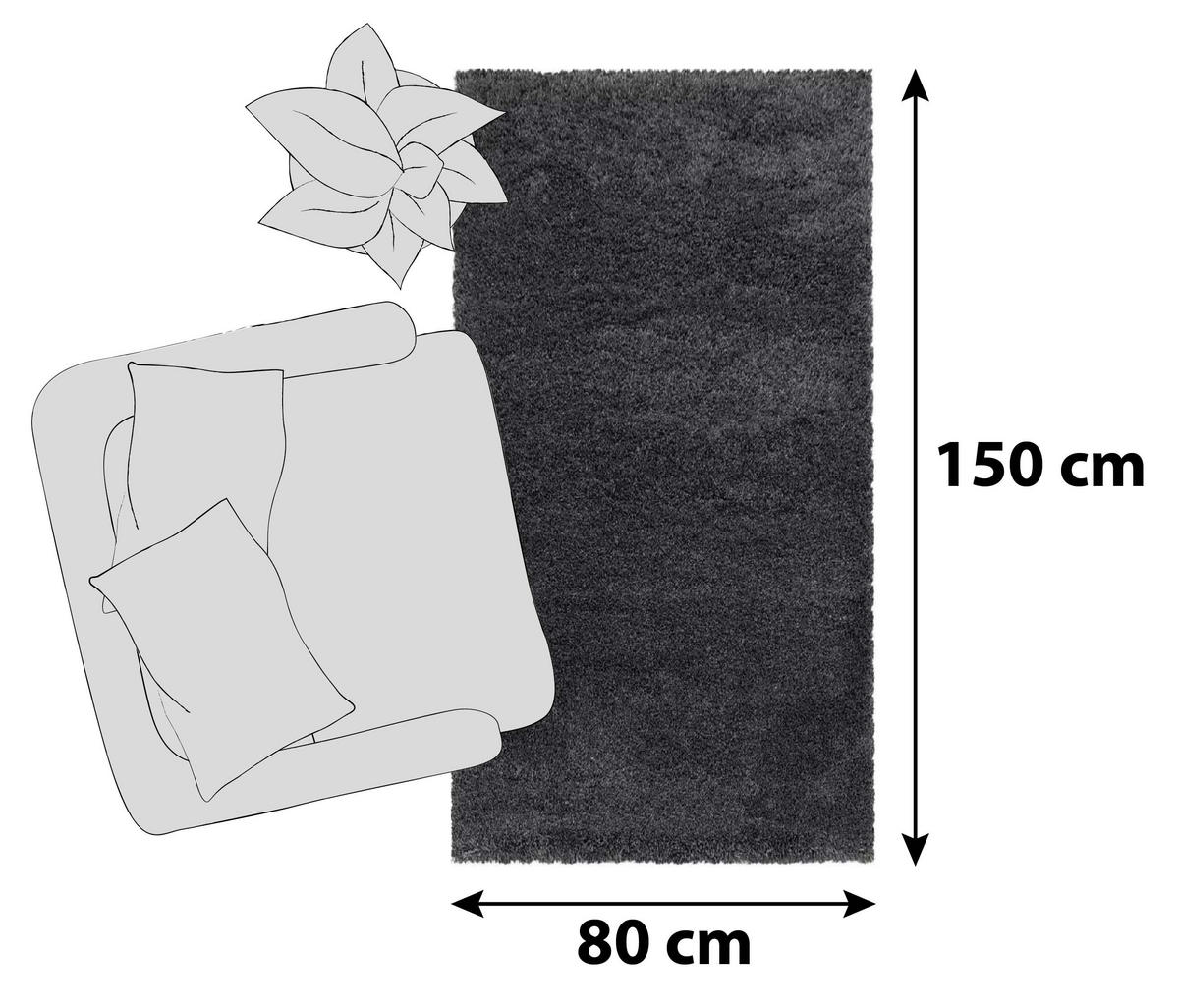KOBEREC S VYSOKÝM VLASEM, 80/150 cm, šedá - šedá, Basics, textil (80/150cm) - Novel