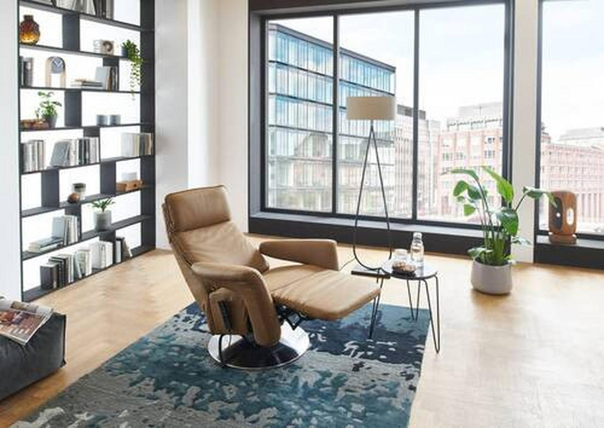 RELAXSESSEL Mikrofaser Aufstehhilfe    - Chromfarben/Braun, Design, Textil/Metall (83/110/87-172cm) - Valdera