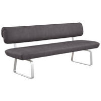 SITZBANK 200/88/68 cm  in Anthrazit, Edelstahlfarben  - Edelstahlfarben/Anthrazit, Design, Textil/Metall (200/88/68cm) - Venjakob