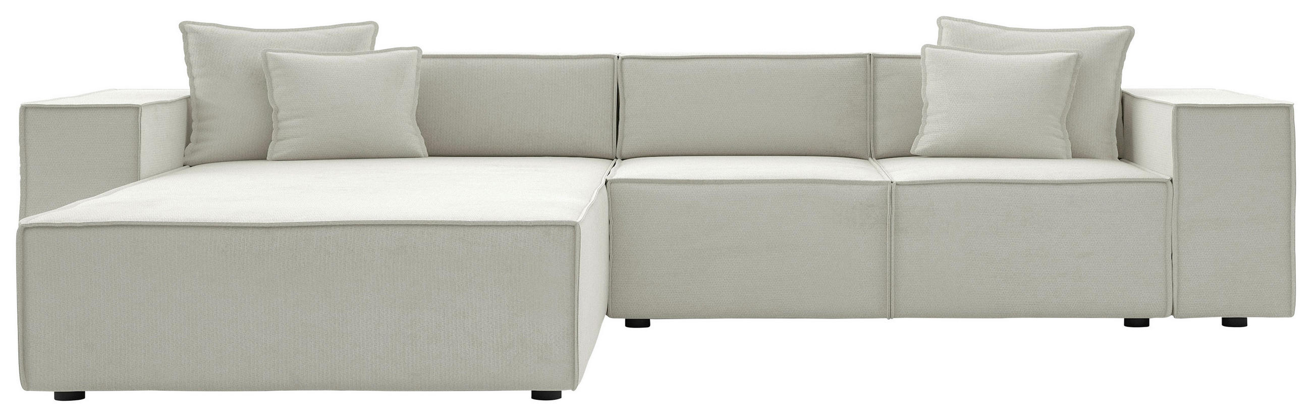 ECKSOFA Creme Chenille Zierkissen, Rücken echt  - Creme/Schwarz, MODERN, Kunststoff/Textil (180/265cm) - Milino