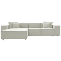 ECKSOFA Creme Chenille Zierkissen, Rücken echt  - Creme/Schwarz, MODERN, Kunststoff/Textil (180/265cm) - Milino