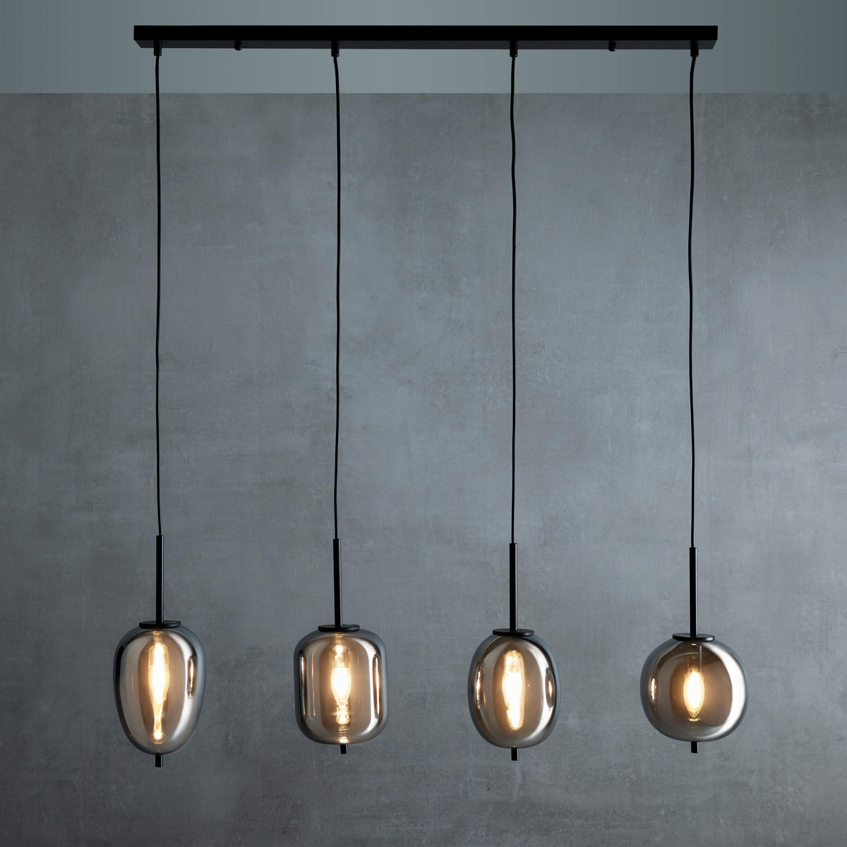 VISEČA SVETILKA     100/18,5/120 cm         E14 - siva/črna, Design, kovina/steklo (100/18,5/120cm) - Globo