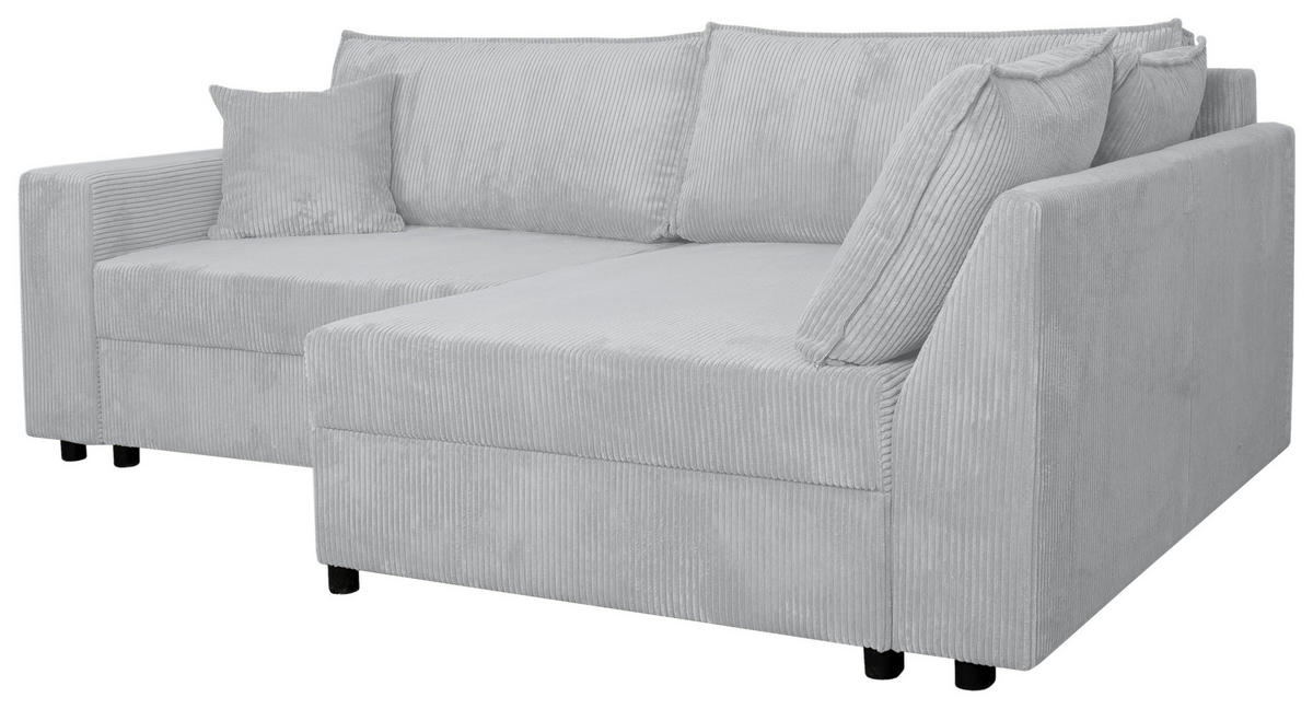 ECKSOFA Grau Cord  - Schwarz/Grau, KONVENTIONELL, Kunststoff/Textil (245/153cm) - Carryhome