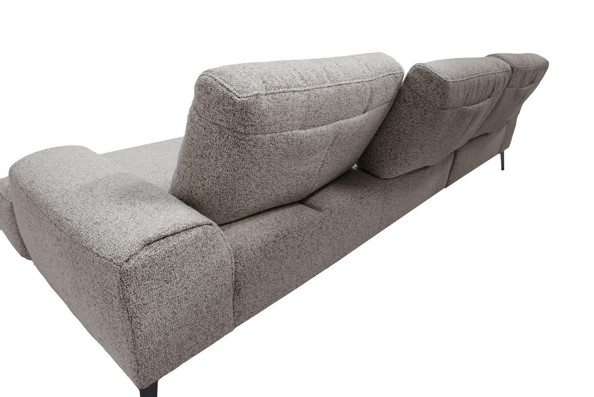ECKSOFA Flachgewebe Graubraun  - Graubraun/Schwarz, Design, Textil/Metall (178/305cm) - Livetastic