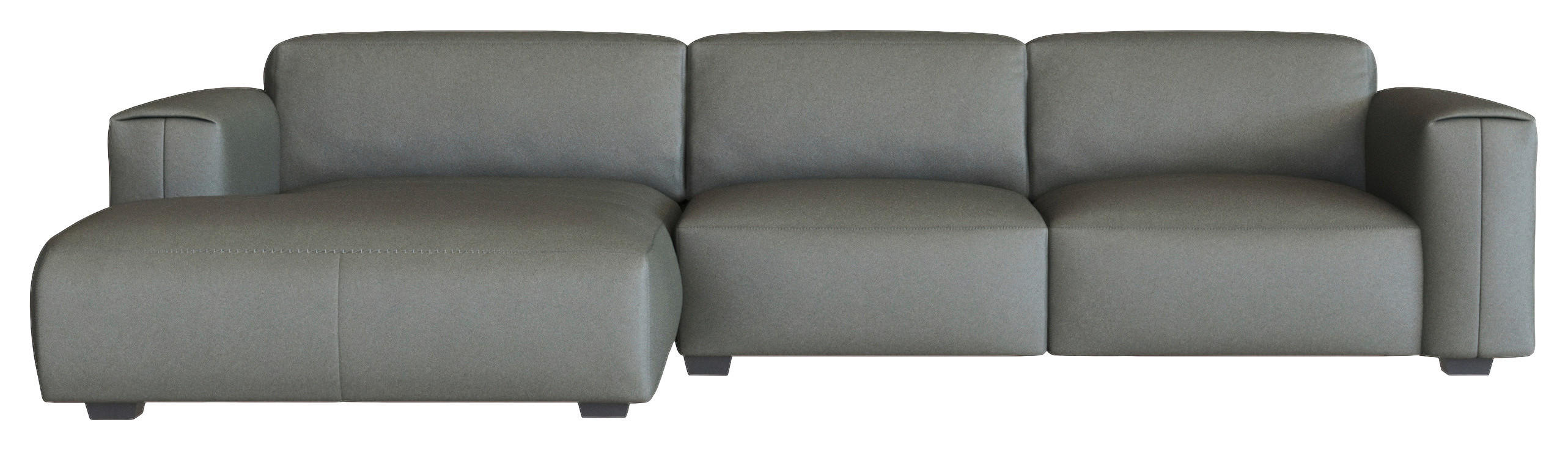 ECKSOFA Dunkelgrau Echtleder Rücken echt  - Dunkelgrau/Schwarz, Design, Leder/Holz (171/317cm) - Livetastic