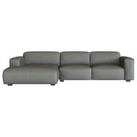 ECKSOFA Dunkelgrau Echtleder Rücken echt  - Dunkelgrau/Schwarz, Design, Leder/Holz (171/317cm) - Livetastic