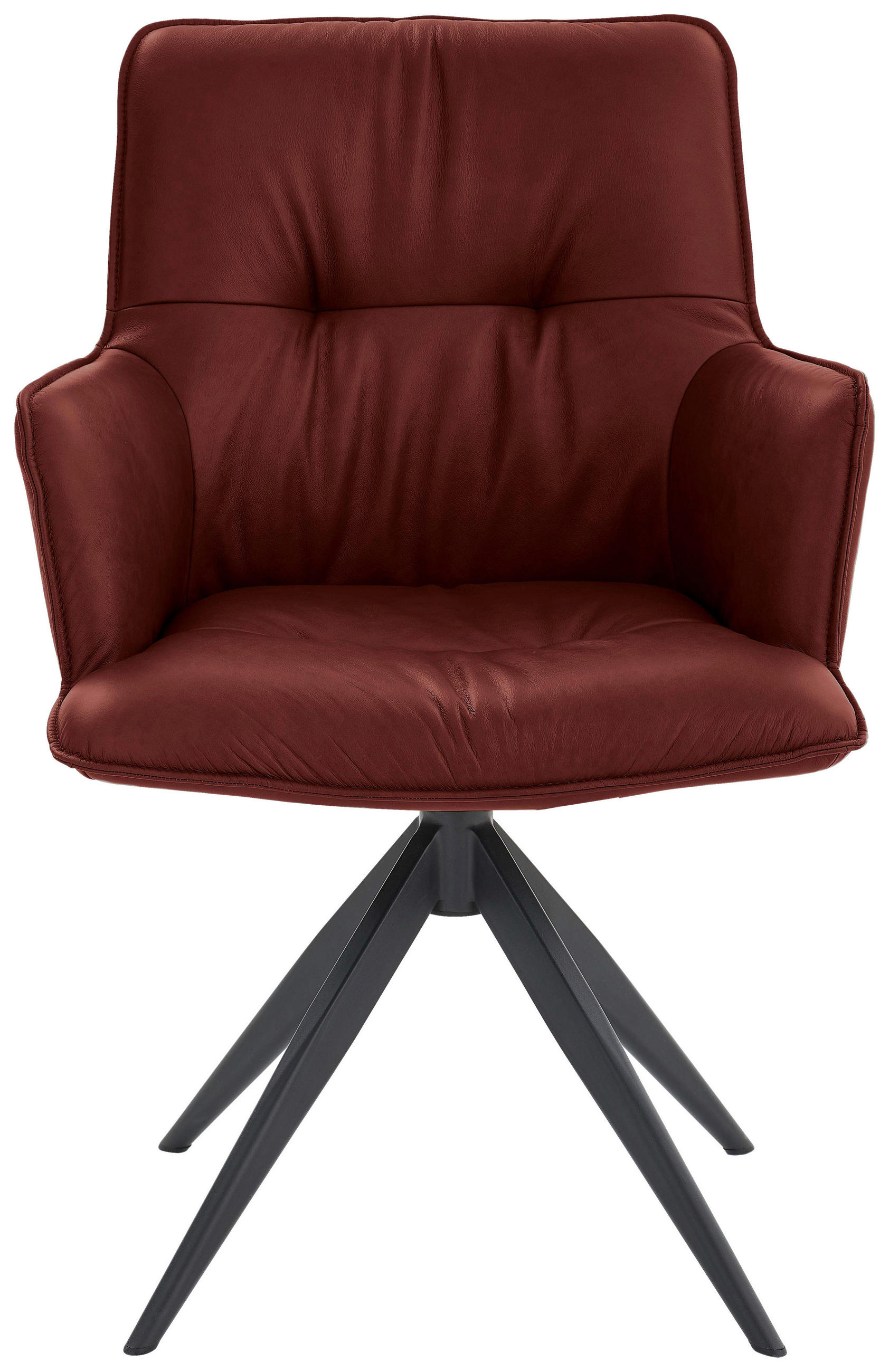 ARMLEHNSTUHL  in Eisen Echtleder pigmentiert  - Bordeaux, Design, Leder/Metall (59/89/63cm) - Dieter Knoll
