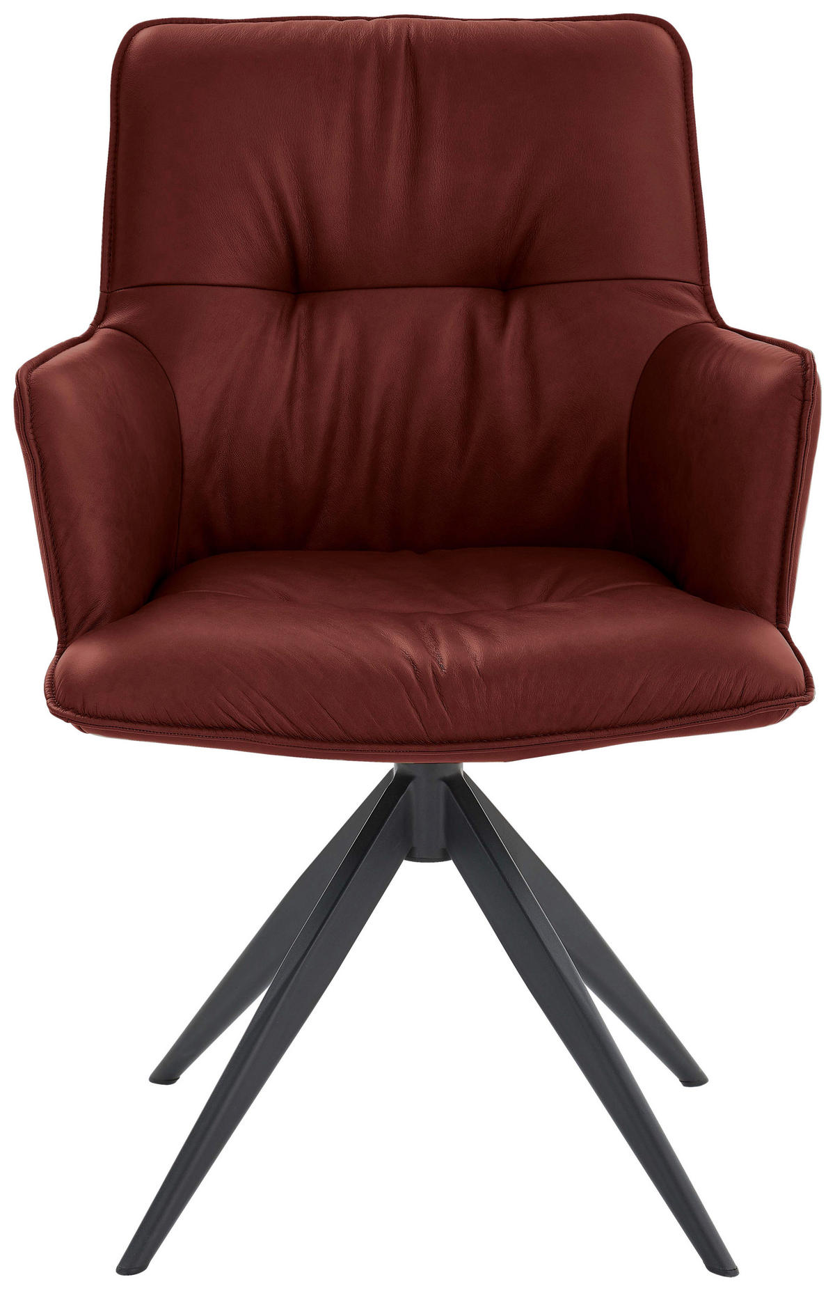 ARMLEHNSTUHL drehbar  in Eisen Echtleder pigmentiert  - Bordeaux, Design, Leder/Metall (59/89/63cm) - Dieter Knoll