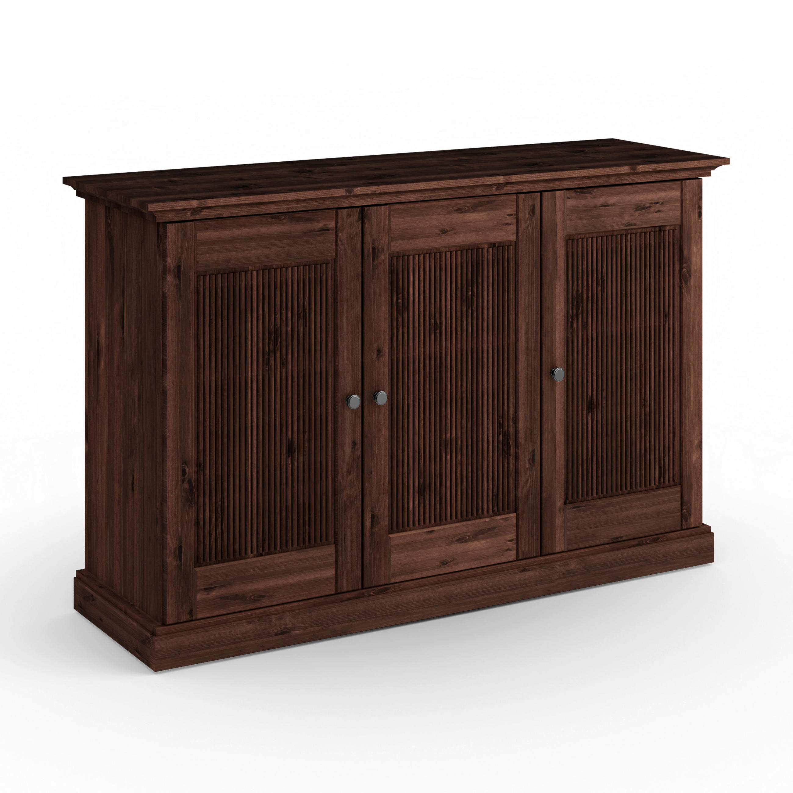 KOMMODE , 142/91/45 cm, 3 Schublade(n)  - Dunkelbraun/Silberfarben, KONVENTIONELL, Holz/Metall (142/91/45cm) - Linea Natura