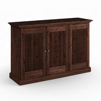 KOMMODE , 142/91/45 cm, 3 Schublade(n)  - Dunkelbraun/Silberfarben, KONVENTIONELL, Holz/Metall (142/91/45cm) - Linea Natura
