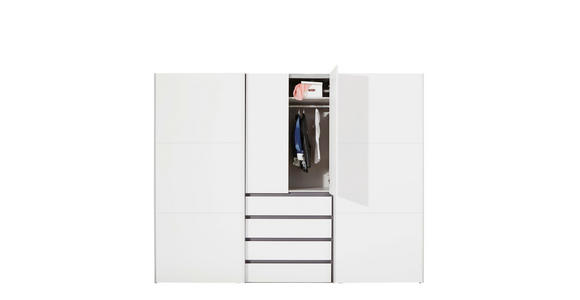 KLEIDERSCHRANK in Graphitfarben, Weiß - Alufarben/Graphitfarben, Design, Holzwerkstoff/Metall (300/236/68cm) - Hom`in