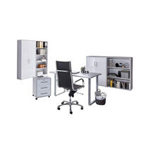BÜRO - Weiß Hochglanz/Grau, MODERN, Holzwerkstoff/Metall - MID.YOU